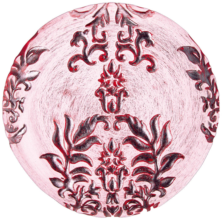 Red Pomegranate Damask Canape Plate Red Velvet 6.5-Inch 1 Piece