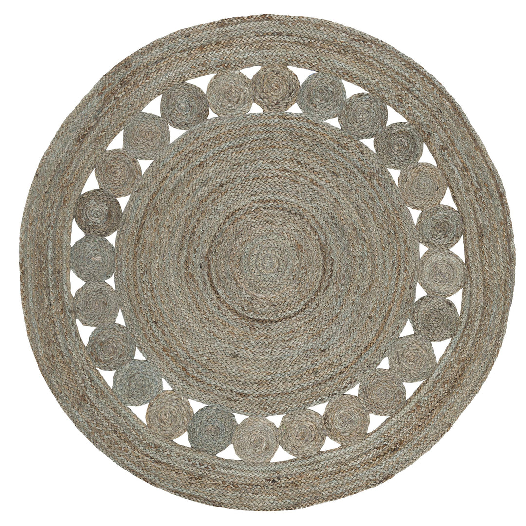 SAAVIEH Natural iber Collection Area Rug - 4' Round Grey Handmade Boho Charm