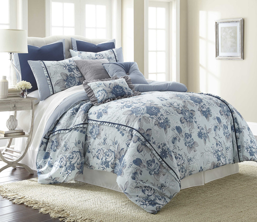 Amrapur Overseas|Farmhouse 8-Piece Floral Comforter Set (King) King - Cal King