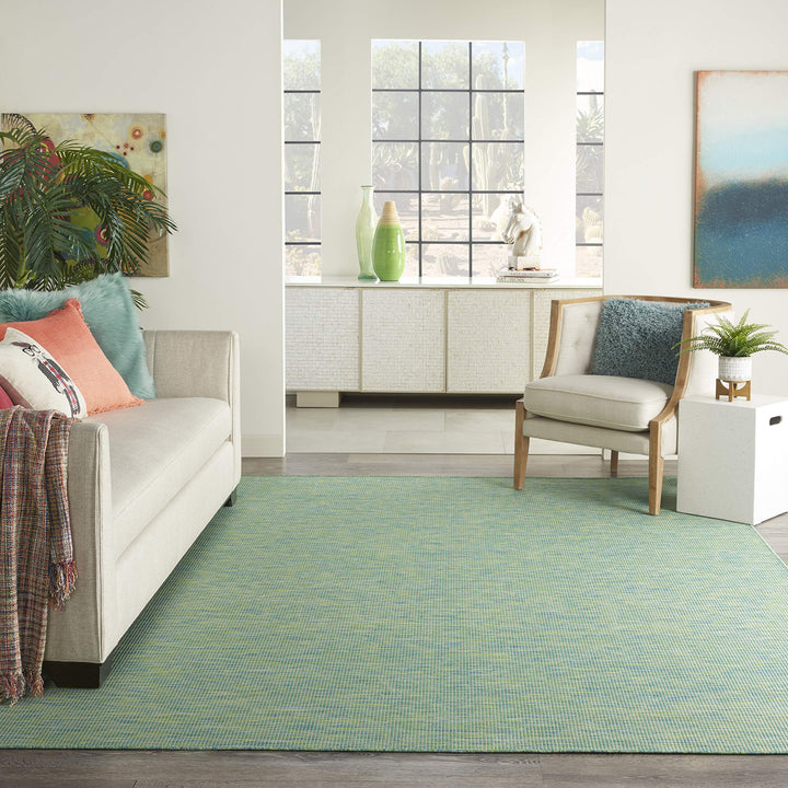 Nourison Positano Indoor/Outdoor Blue/Green 8' x 10' Area Rug Easy Cleaning 8' x 10' - Blue/Green