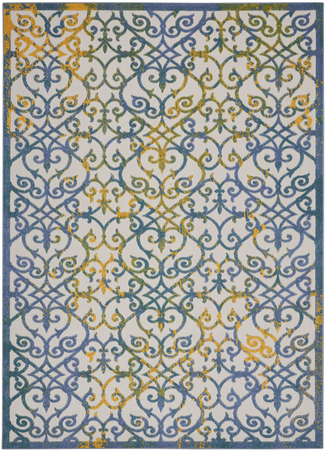 Nourison Aloha Transitional Scroll Indoor/Outdoor Damask Rug