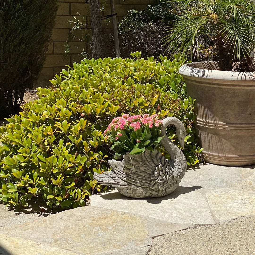 Urban Designs Swan Cast Stone Planter Garden Decor - Grey 7748997