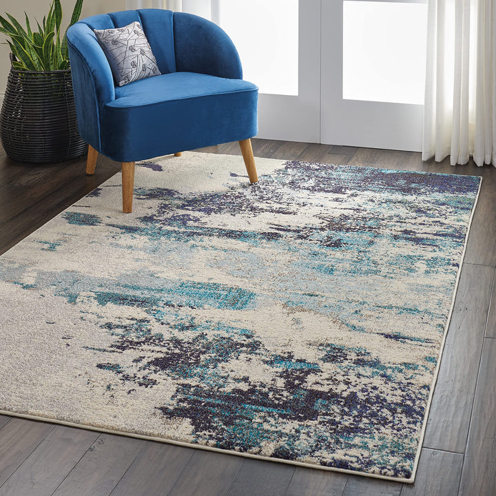 Nourison Celestial Modern Abstract Ivory/Teal Area-Rug