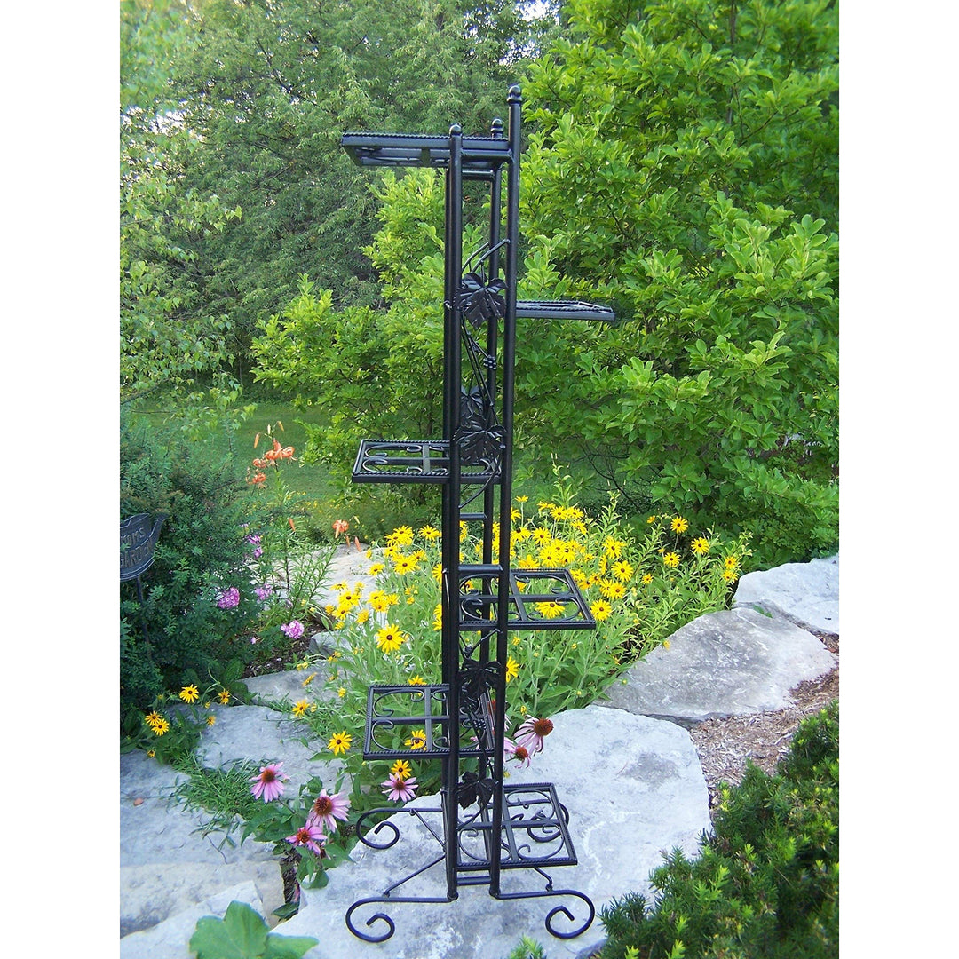 6 Tier Metal Wrought Iron Plant Stand Six Level Planter Holder Standing Flower