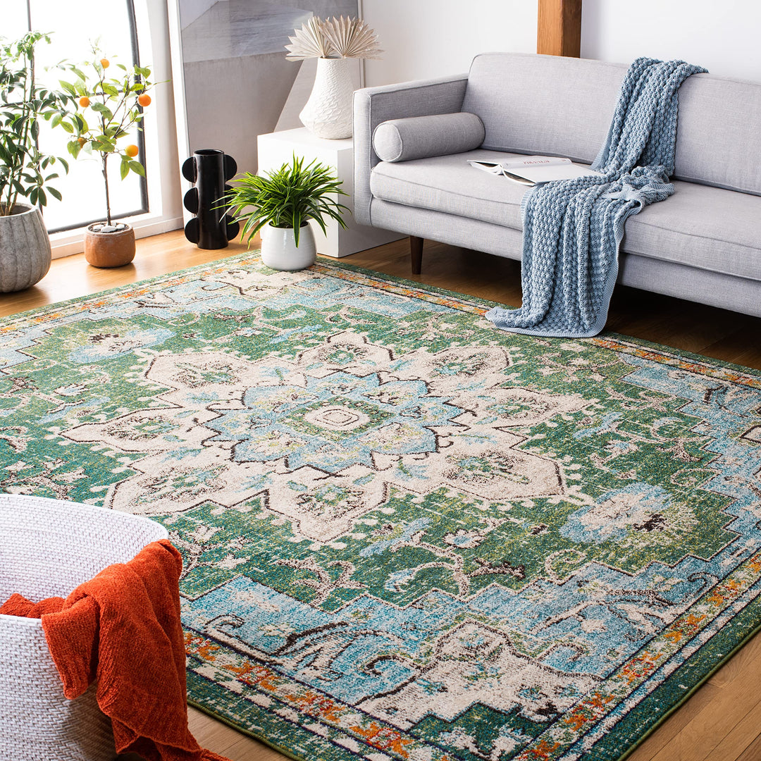 SAFAVIEH Madison Collection Area Rug - 6' x 9' Green & Turquoise Boho Chic