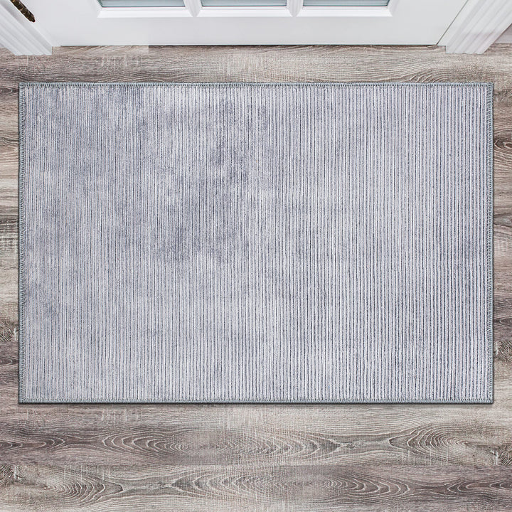 Rugshop Contemporary Distressed Stripe Stain Resistant Flat Weave Eco Friendly 2'1" x 3' - Gray