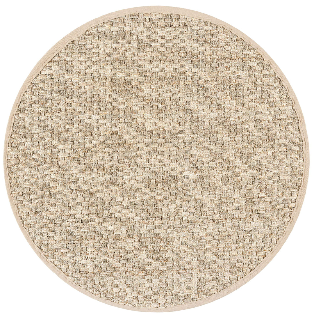 SAFAVIEH Natural Fiber Collection Area Rug - 4' Round Natural & Beige Border