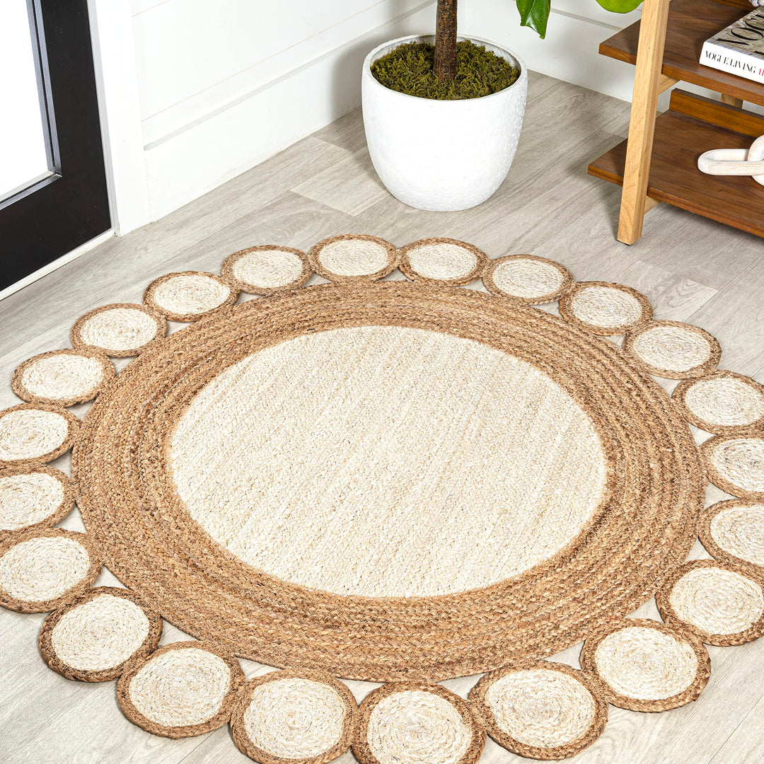 JONATHAN Y Daisy Two-Tone Jute Hippy Circle Area Rug