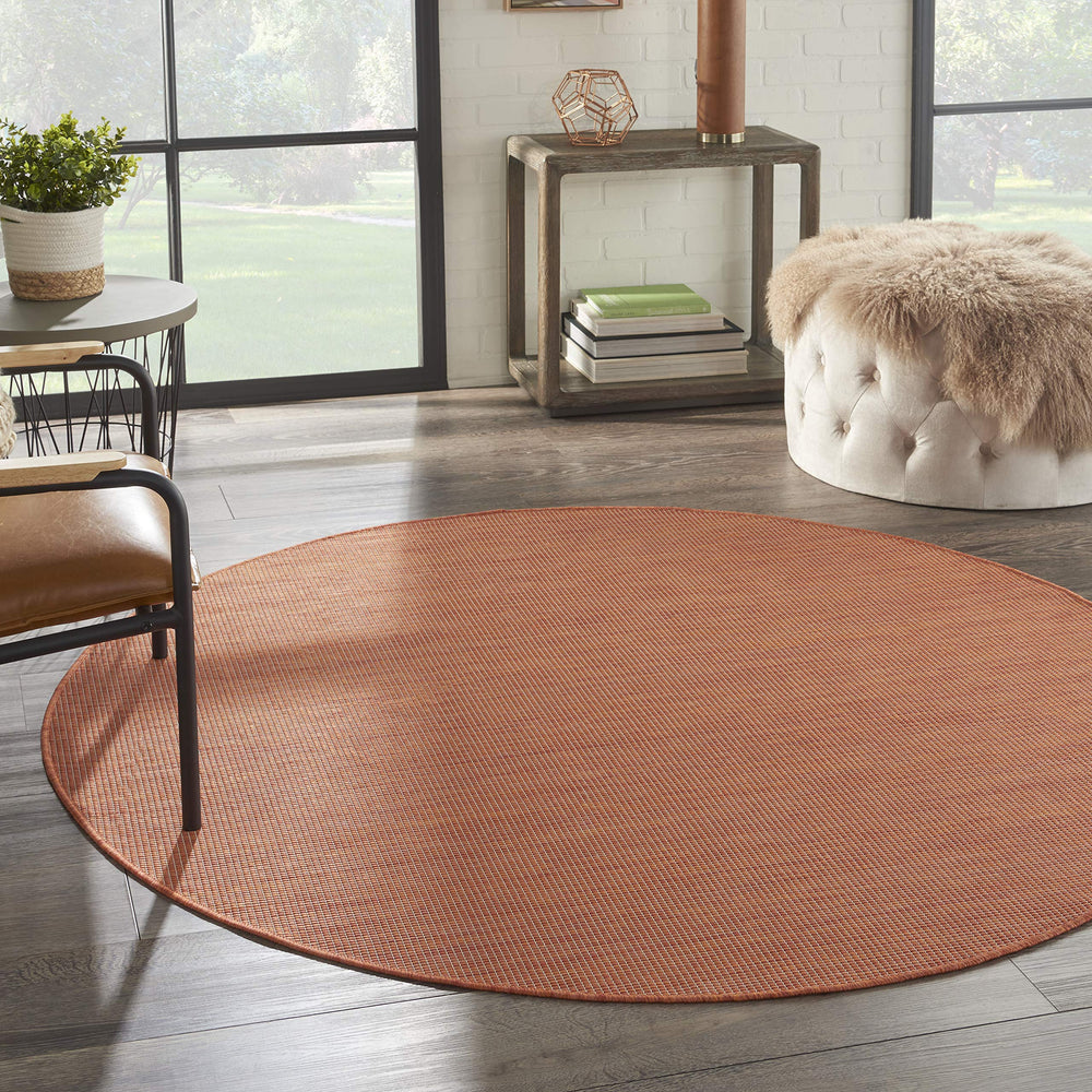 Nourison Positano Indoor/Outdoor Terracotta 6' x Round Area Rug Easy Cleaning 6' x Round - Terracotta