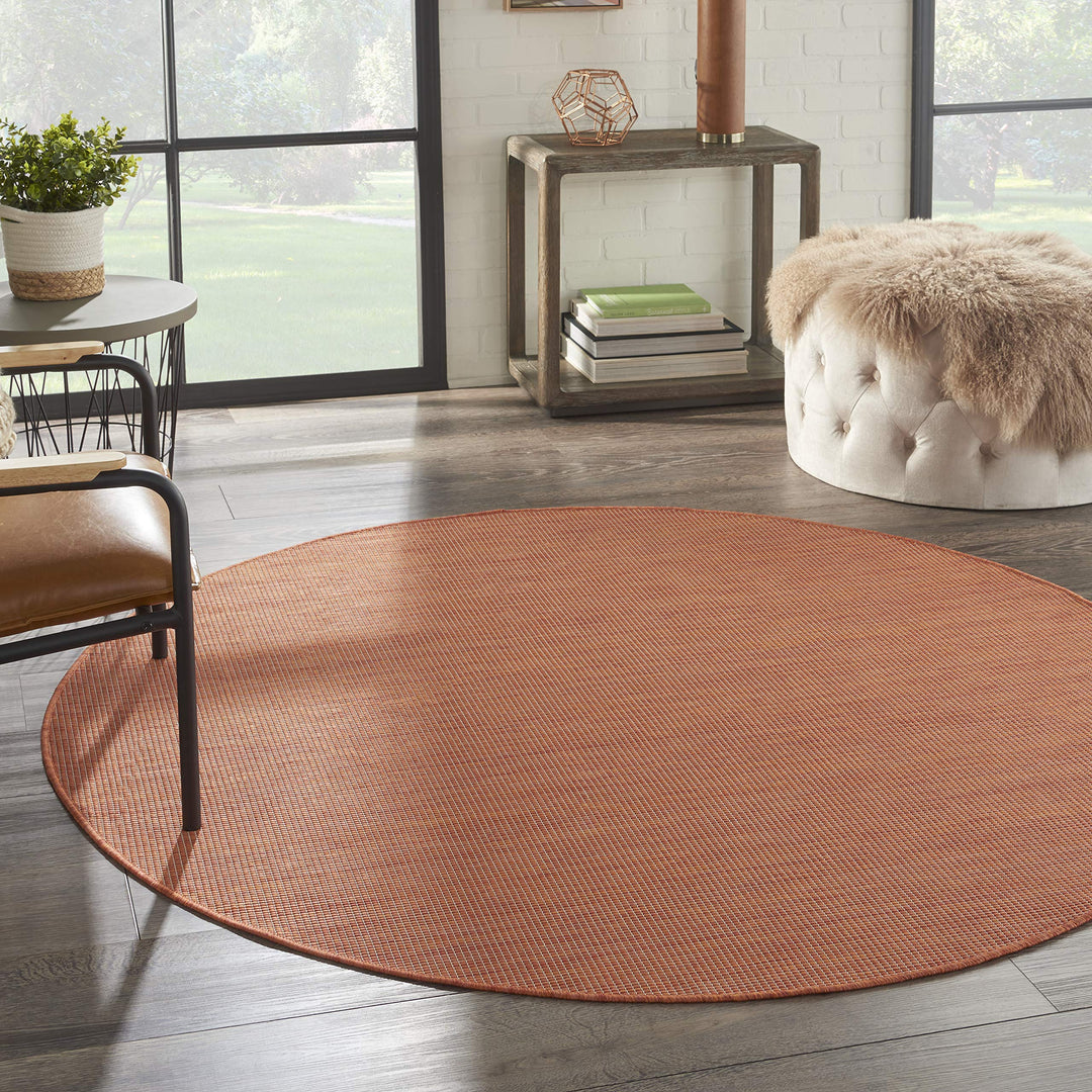 Nourison Positano Indoor/Outdoor Terracotta 6' x Round Area Rug Easy Cleaning 6' x Round - Terracotta