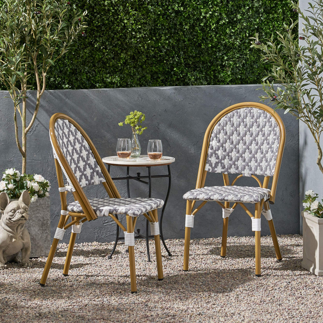 Christopher Knight Home Anastasia Outdoor French Bistro Chair (Set of 2) Gray