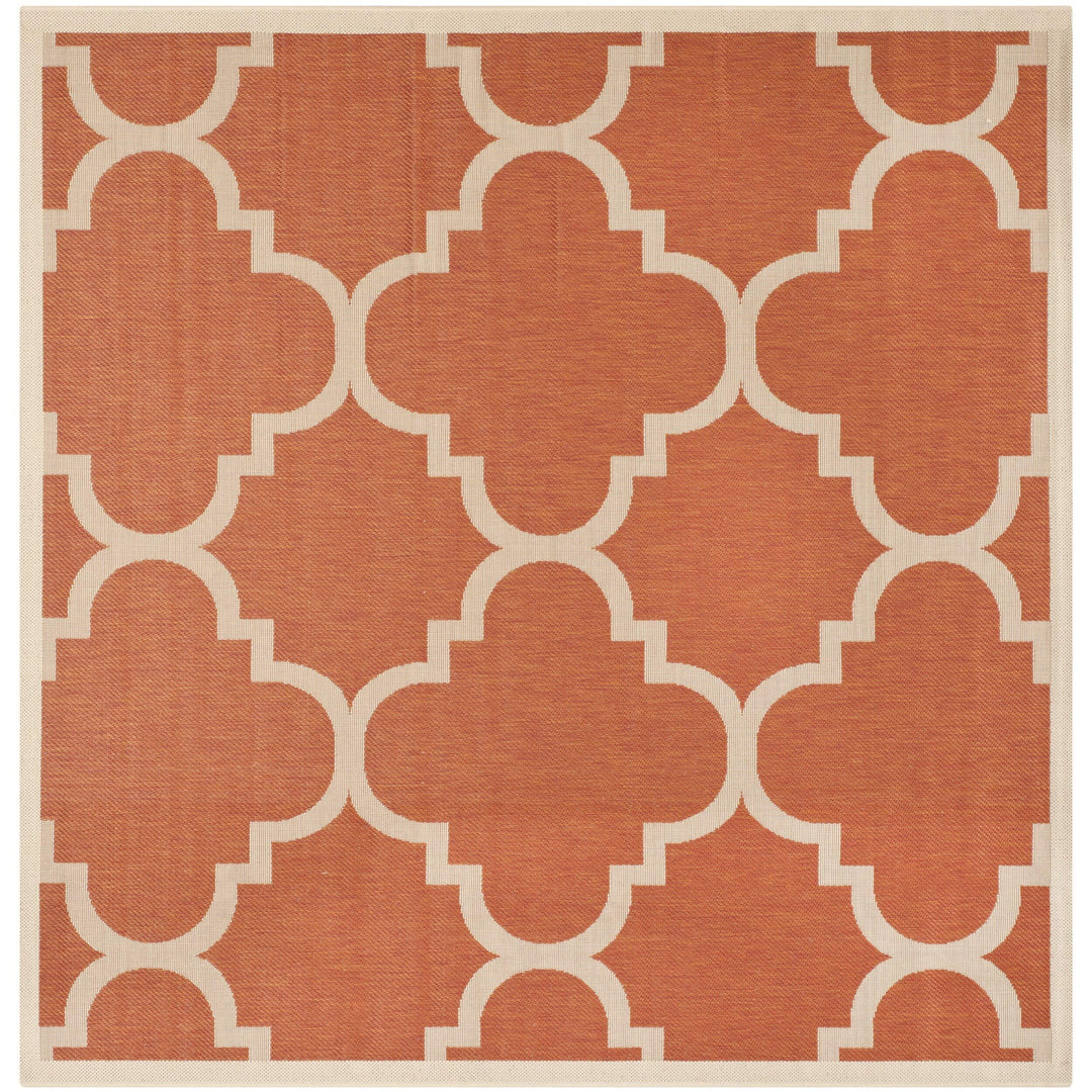 6'7" x 6'7" Burnt Orange Quatrefoil Rug Moroccan Trellis Rug Square Floor Carpet 6'7" x 6'7" Square - Terracotta