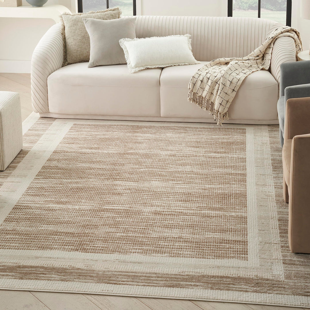 Nourison Serenity Home Contemporary Mocha Ivory 5'3" x 7'3" Area -Rug Easy 5'3" x 7'3" - Mocha/Ivory