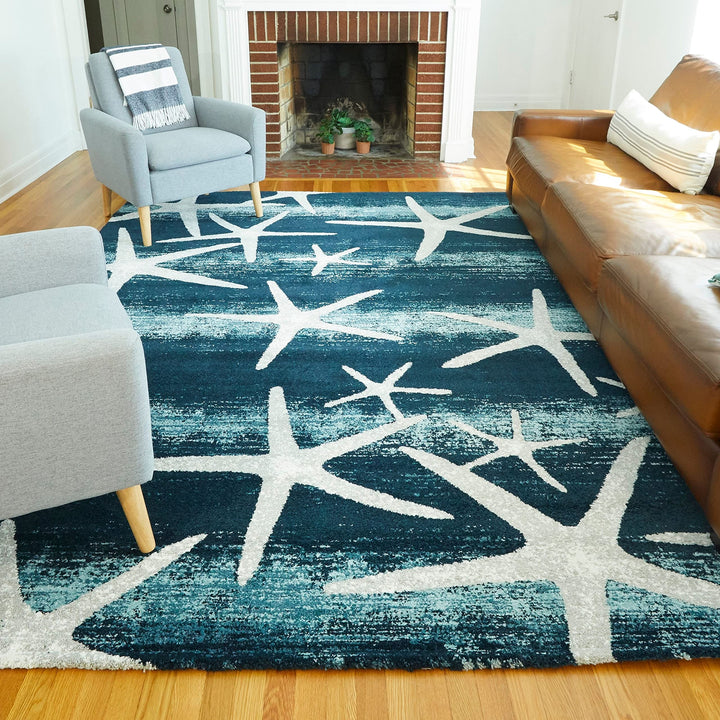 Martin Coastal Starfish Stripe Area Rug