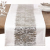 SARO LIFESTYLE Agatha Collection Metallic Banded Design Cotton Table Runner Silver - 16"x120"