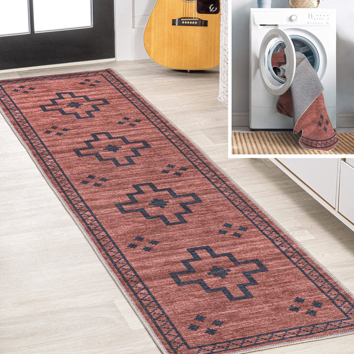 JONATHAN Y Rand Medallion Textured Weave Machine Washable Area Rug