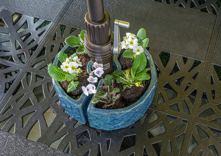 Alfresco Home Cobblestone Umbrella Planter atlantis blue