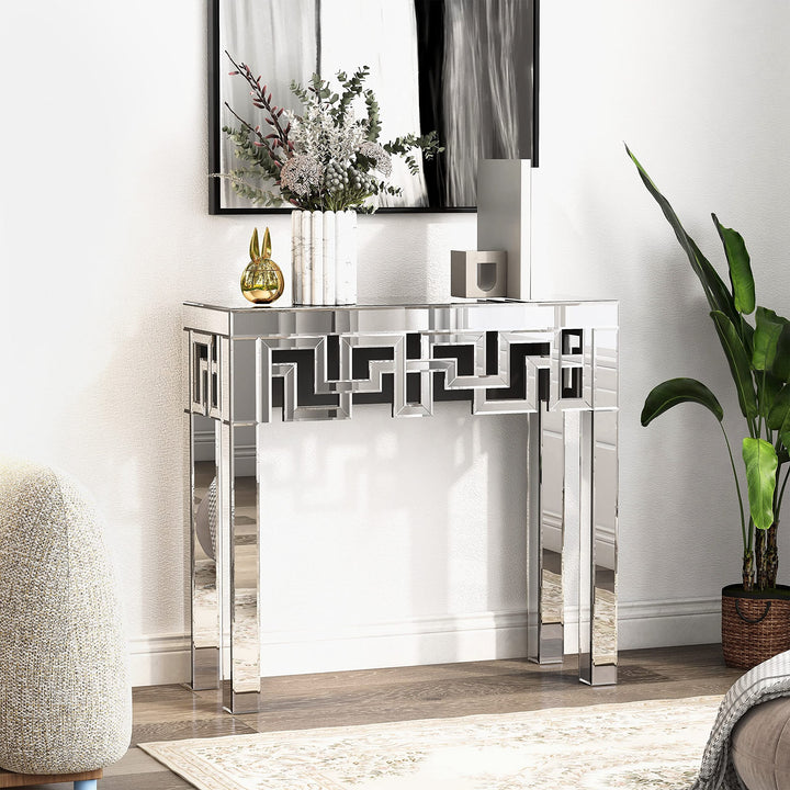 Venetian Mirrored Console Table Clear am Contemporary Rectangular ass MDF