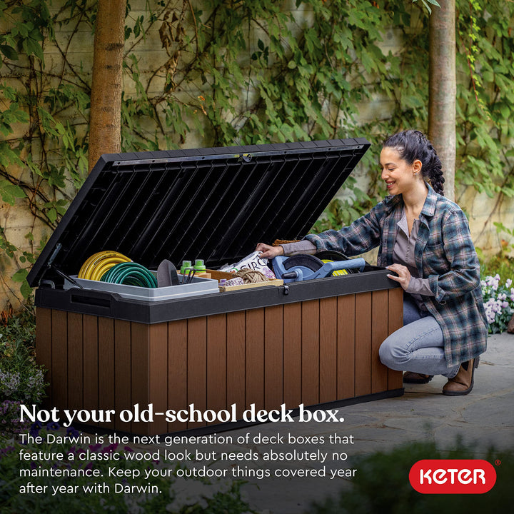 Keter Darwin 100 Gallon Resin Large Deck Box - Organization and Storage for