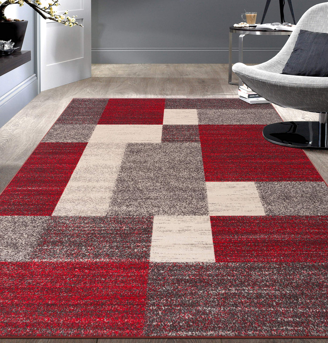 Modern Boxes Design Non-Slip (Non-Skid) Runner Rug