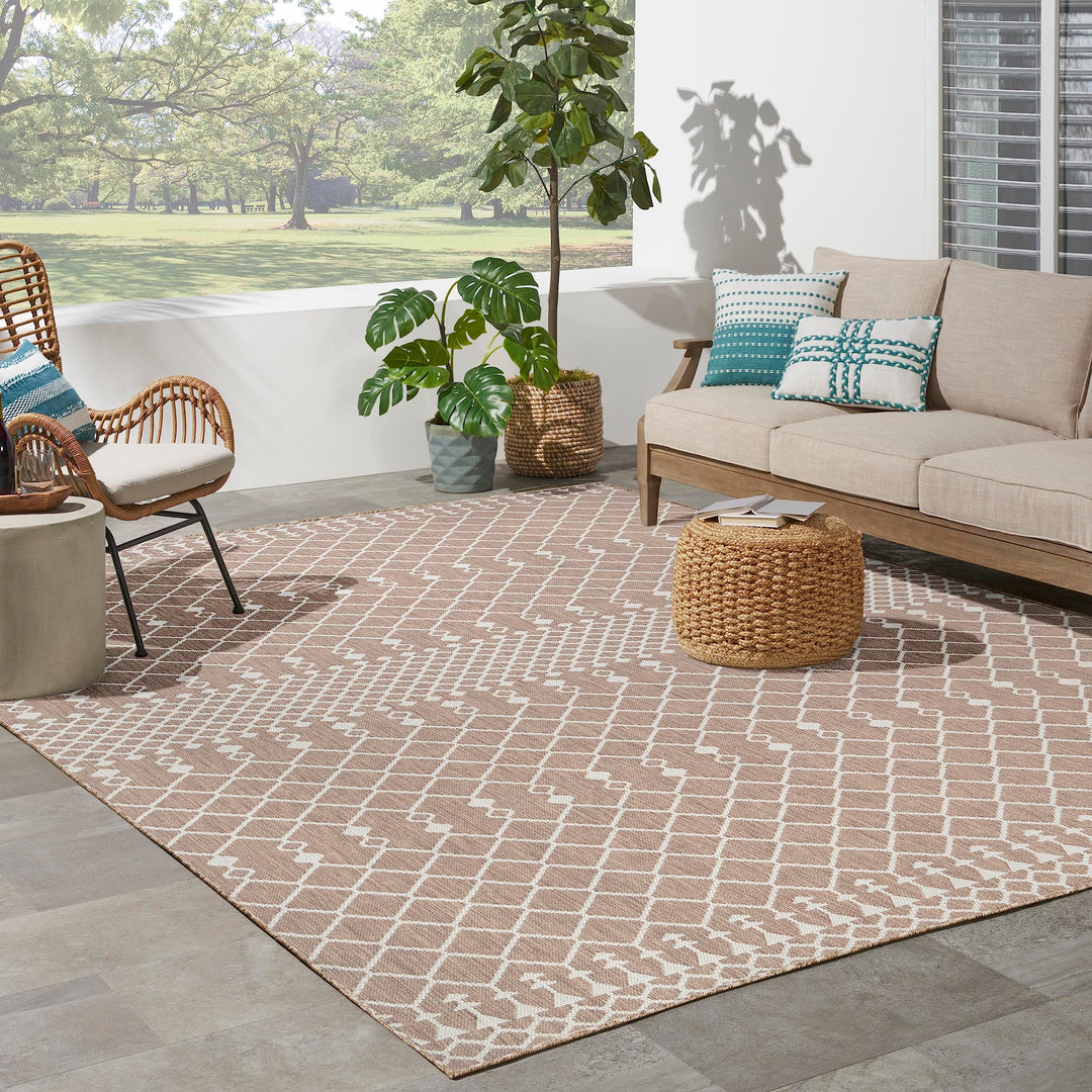 Nourison Positano Indoor/Outdoor Beige 8' x 10' Area Rug Easy Cleaning Non 8' x 10' - Beige