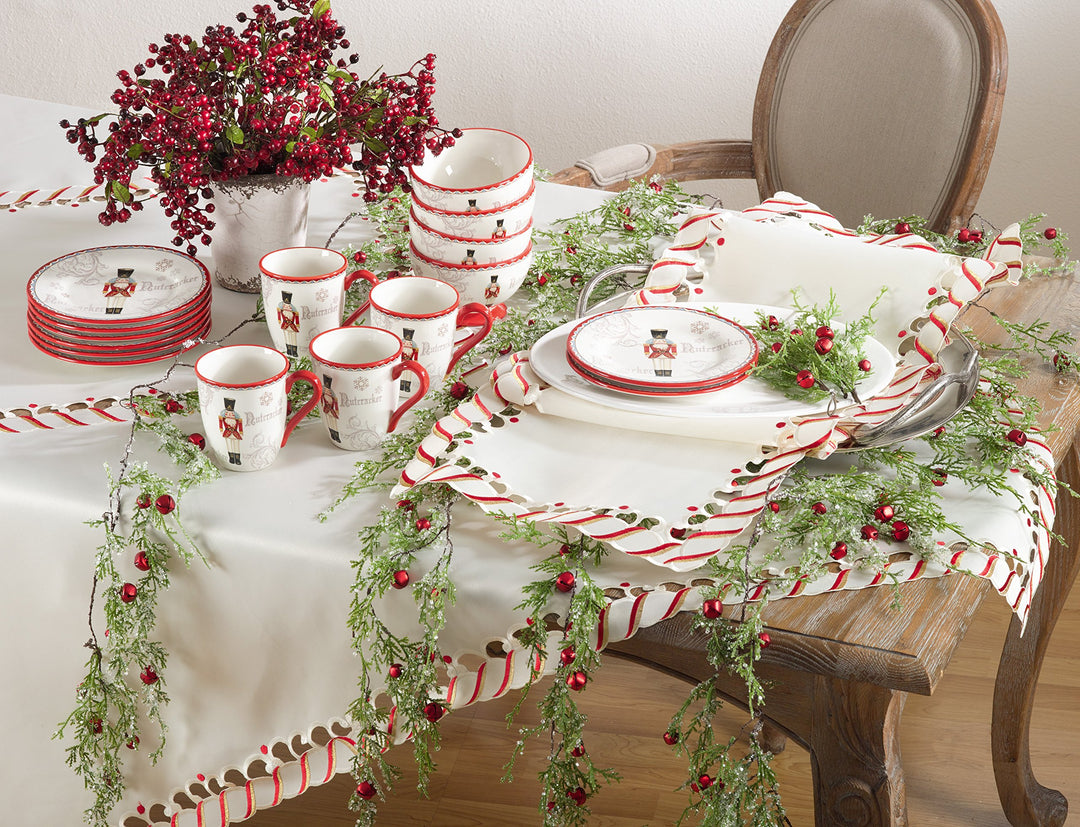 Candy Cane Border Design Christmas Tablecloth 65 x 160 - Rectangle