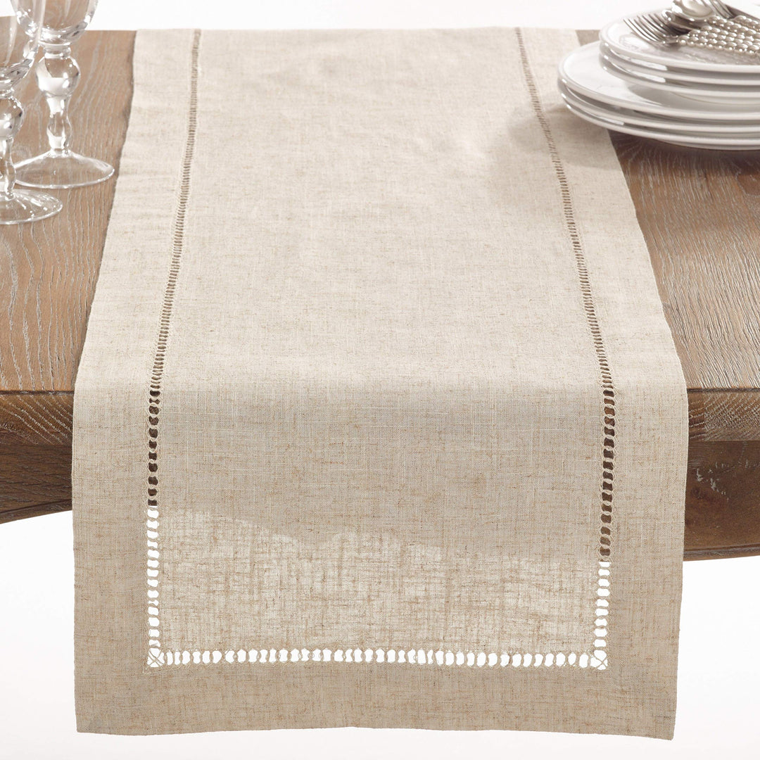 9ft Table Runner Hemstitch Solid Color Hemstitched Border Dining Table