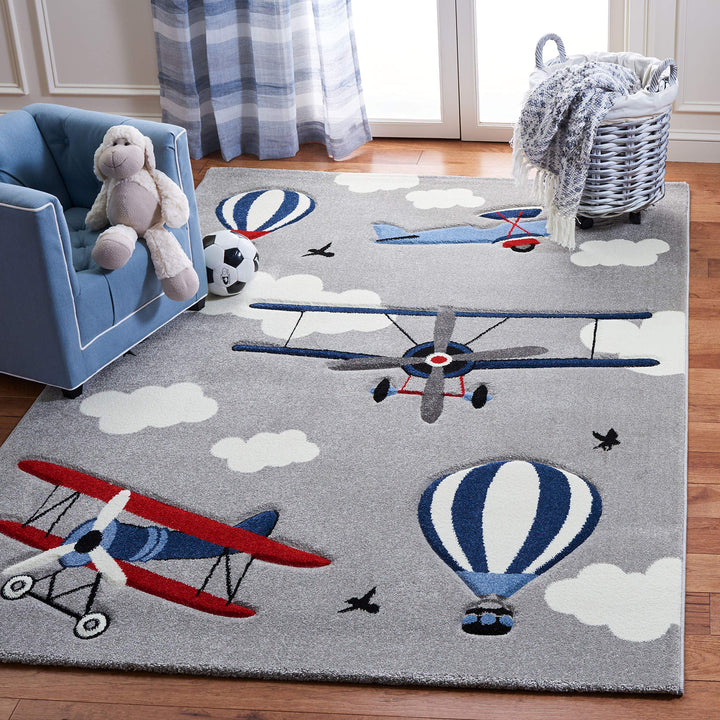 SAFAVIEH Carousel Kids Collection Area Rug - 5'3" x 7'6" Light Grey & Red 5'3" x 7'6" - Light Grey/Red