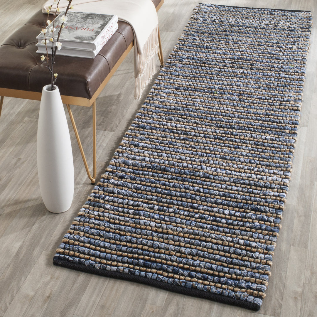 SAFAVIEH Cape Cod Collection Runner Rug - 2'3" x 8' Blue Handmade Flat Weave