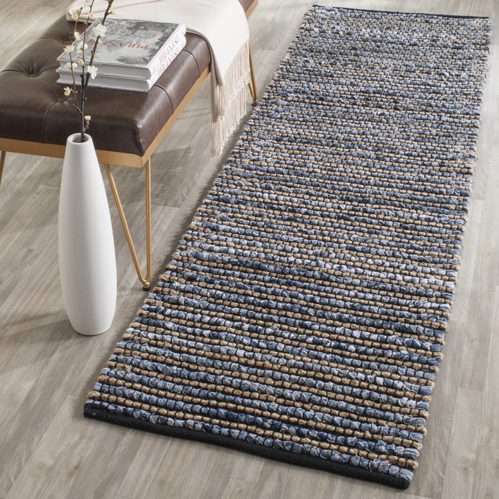 SAFAVIEH Cape Cod Collection Runner Rug - 2'3" x 8' Blue Handmade Flat Weave