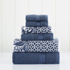 Modern Threads Trefoil Filigree 6-Piece Reversible Yarn Dyed Jacquard Towel Indigo