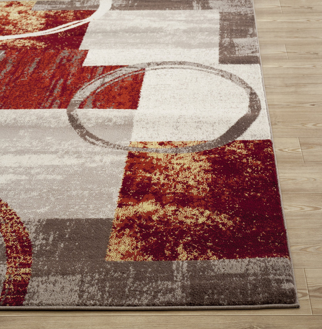 Rugshop Abstract Polypropylene Machine-Made Circle Area Rug