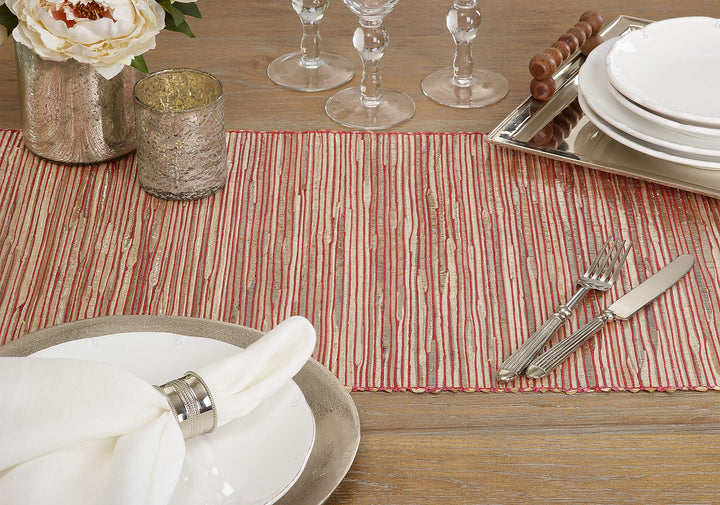 Nubby Table Runner With Shimmering Woven Design