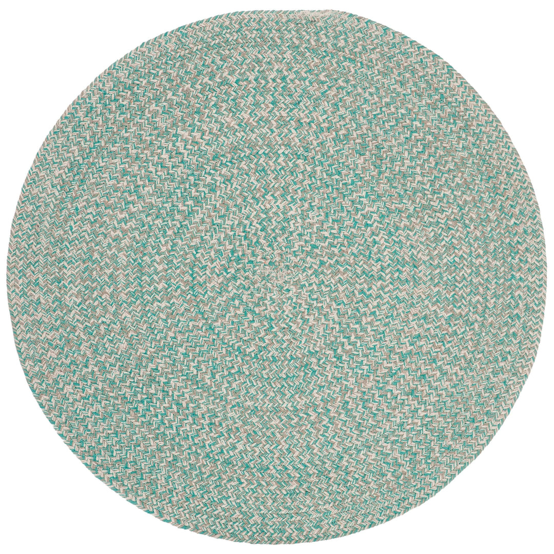 5ft Braided Circular Rug Teal Ivory Braid Weave Round Area Rug Light Turquoise 5' x 5' Round - Teal/Ivory