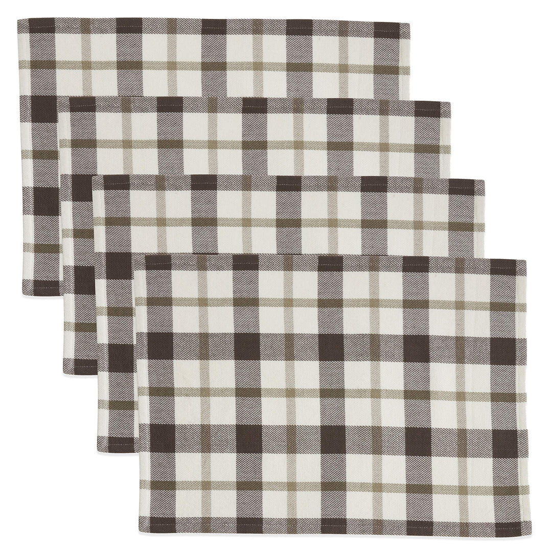 Plaid Design Cotton Placemats (Set of 4) Grey Classic Farmhouse Modern