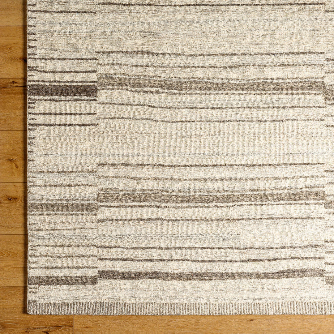 Livabliss Granada Modern Striped Tufted Area Rug 5' x 7'6" Cream/Taupe