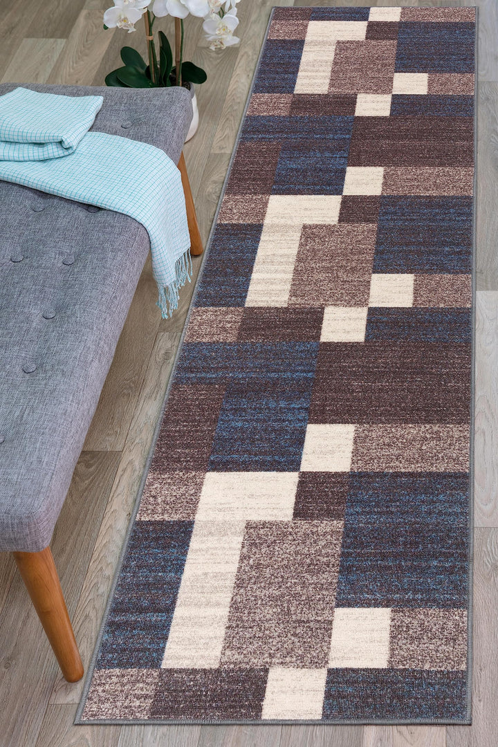 Modern Boxes Design Non-Slip (Non-Skid) Runner Rug