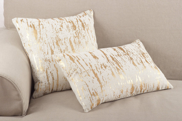 Distressed Metallic Foil Design Cotton Throw Pillow