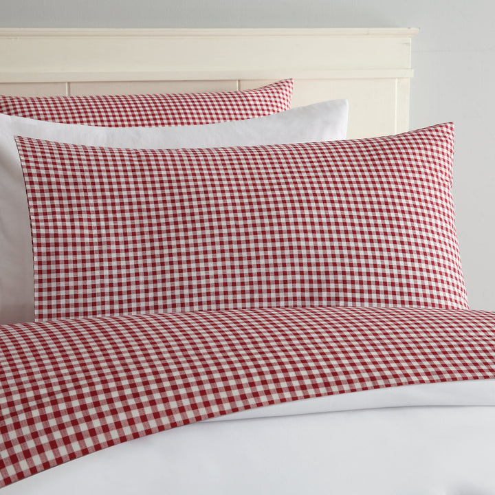 Laurel & Mayfair 250tc 100% Cotton Gingham Print Sheet Set Queen Red