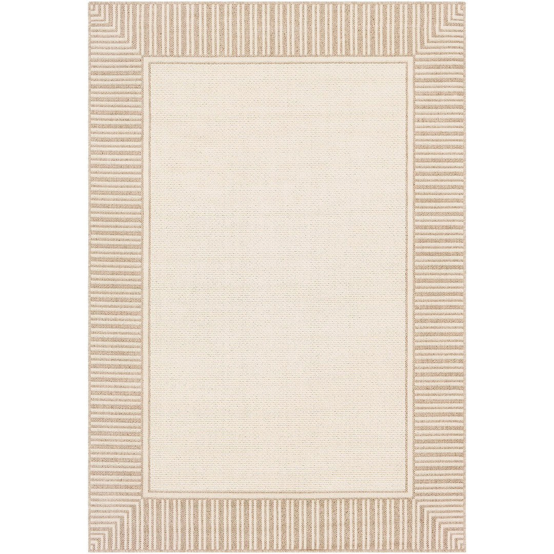 Border Indoor/Outdoor Area Rug 5'11" X 8'10" Beige Cream Transitional