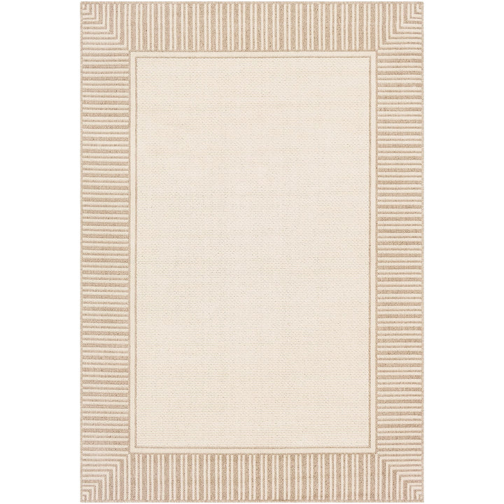 Border Indoor/Outdoor Area Rug 5'11" X 8'10" Beige Cream Transitional