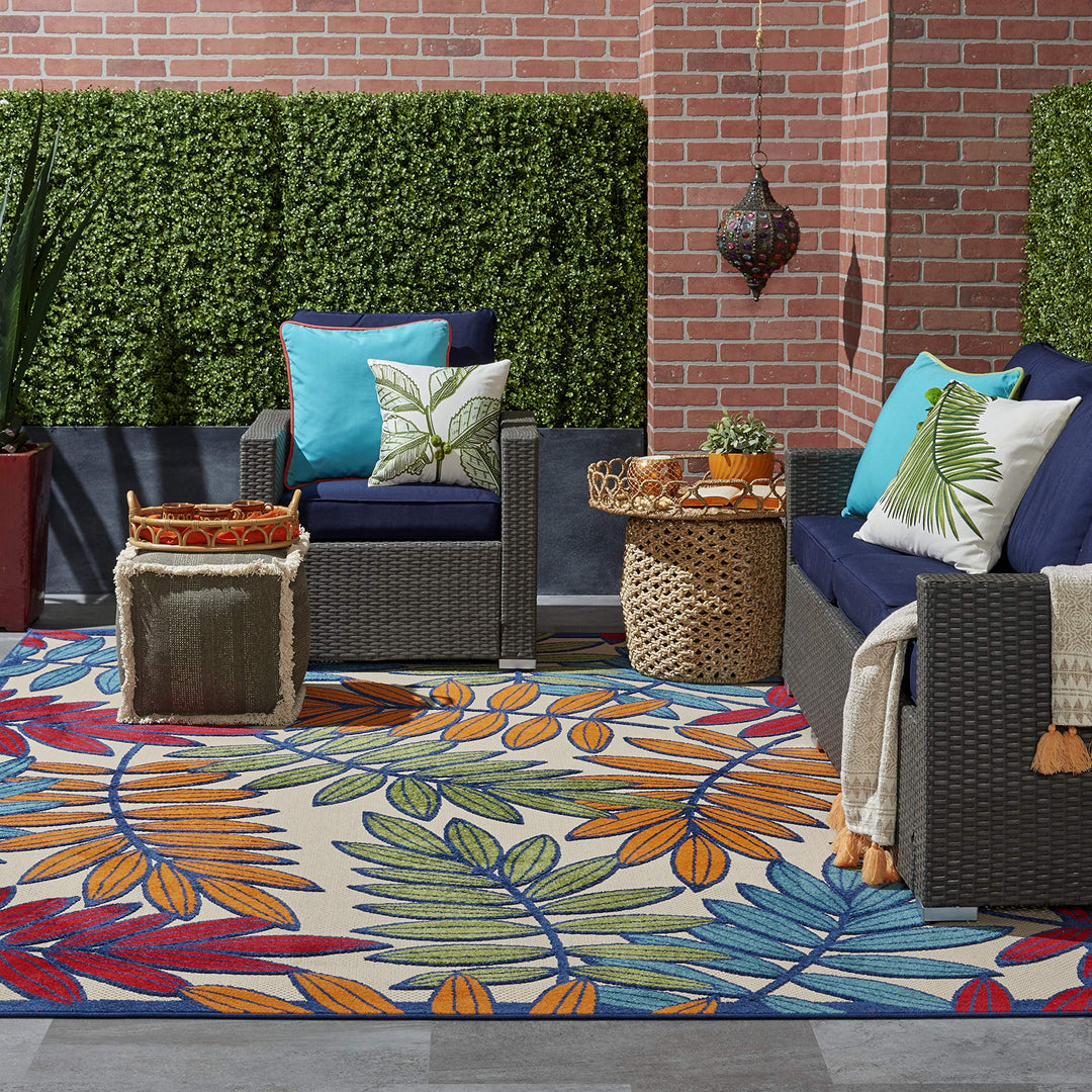 Nourison Aloha Leaf Print Vibrant Indoor/Outdoor Area Rug