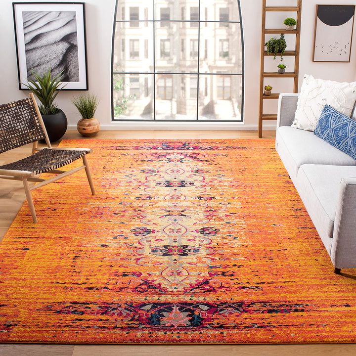 SAFAVIEH Monaco Collection Accent Rug - 3' x 5' Orange & Multi Modern Boho