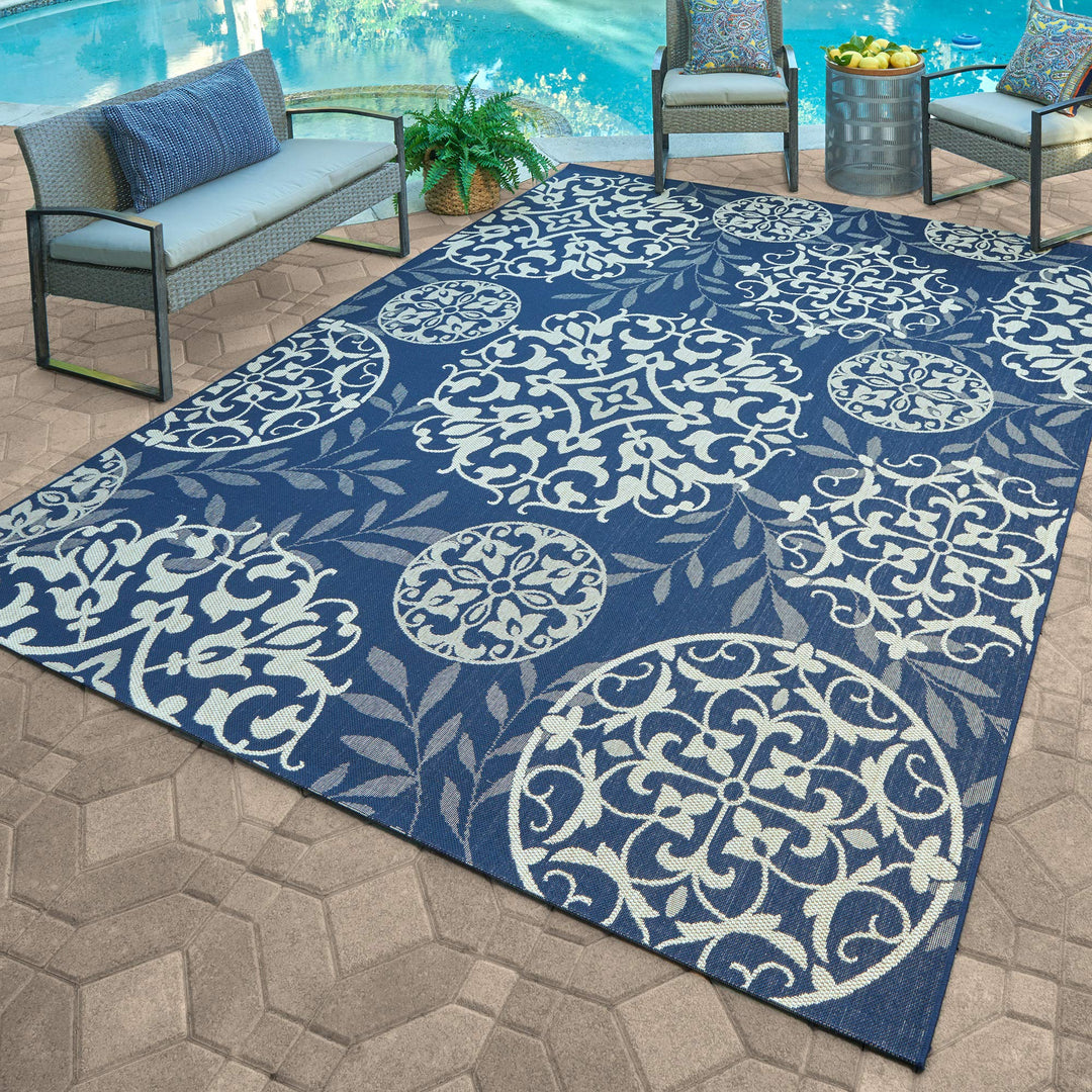 Gertmenian Indoor Outdoor Classic Flatweave Area Rug Stain & UV Resistant Carpet 8'9" x 13'1'