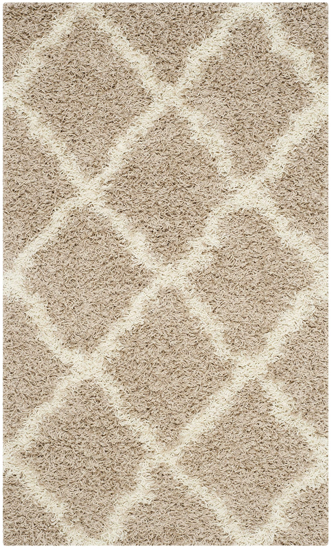 SAFAVIEH Dallas Shag Collection Accent Rug - 3' x 5' Beige & Ivory Trellis