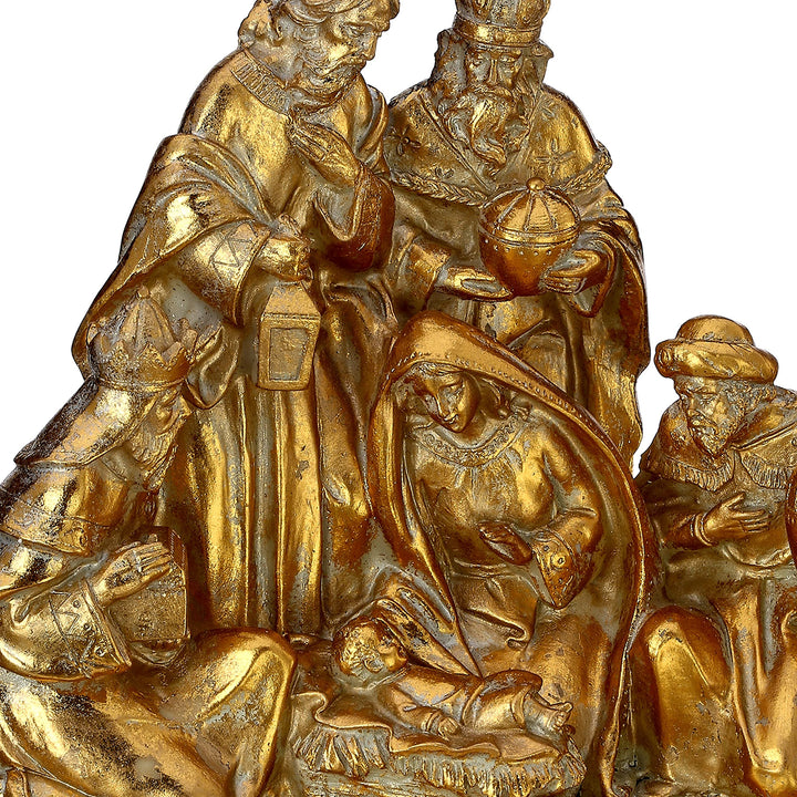 8.5" Resin Golden Nativity Scene Gold Polyresin - Diamond Home USA