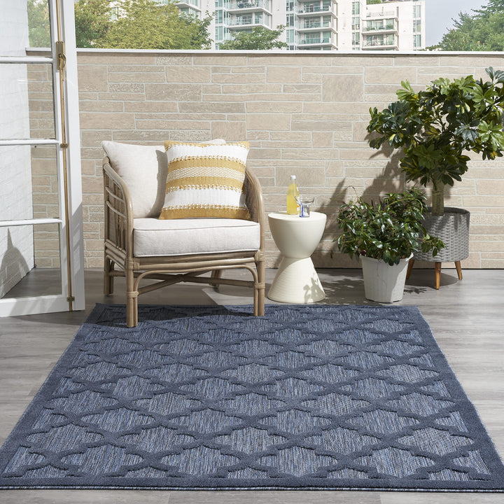 Nourison Easy Care Moroccan Navy Blue 5' x 7' Area Rug Trellis Easy Cleaning Non 5' x 7' - Navy/Blue