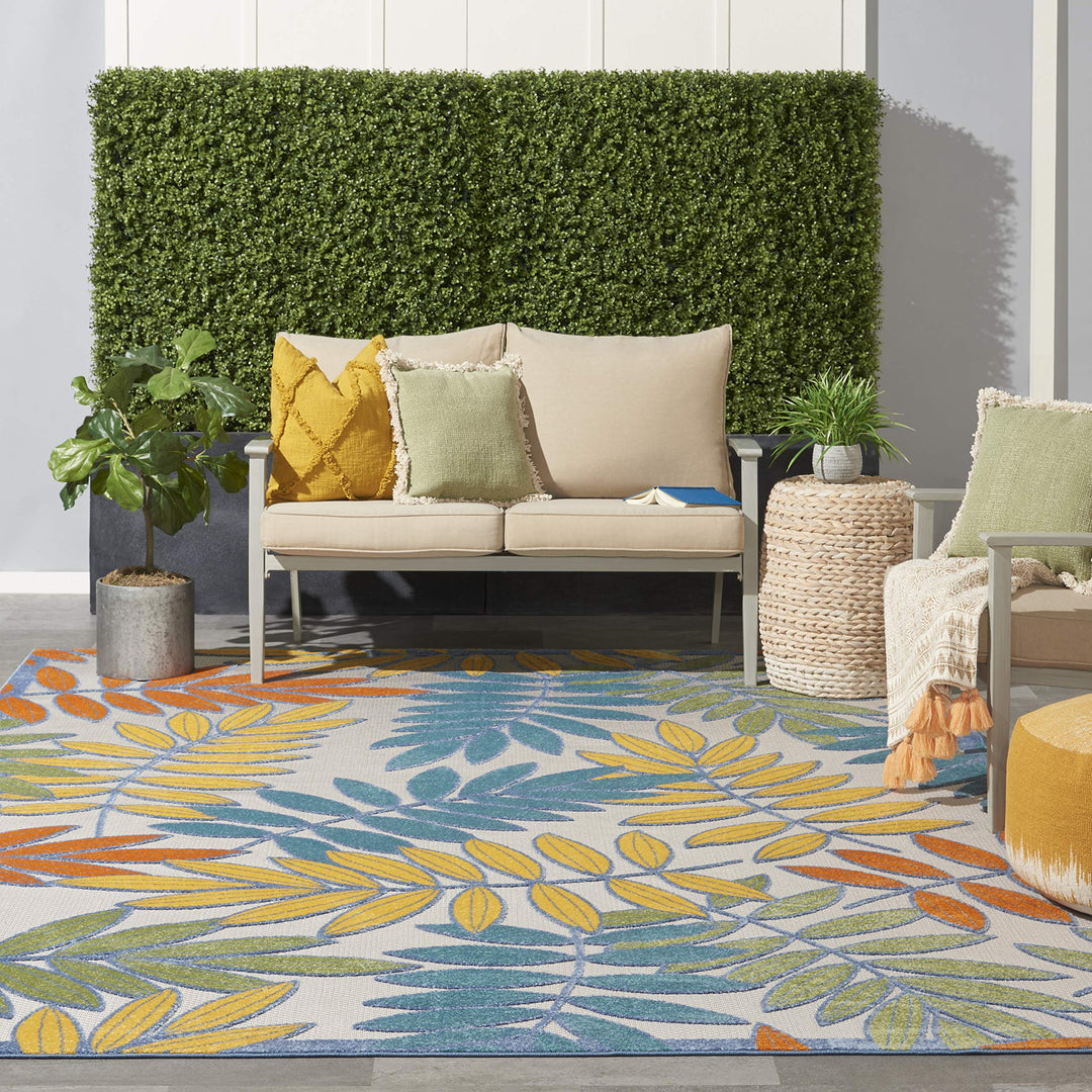 Nourison Aloha Leaf Print Vibrant Indoor/Outdoor Area Rug