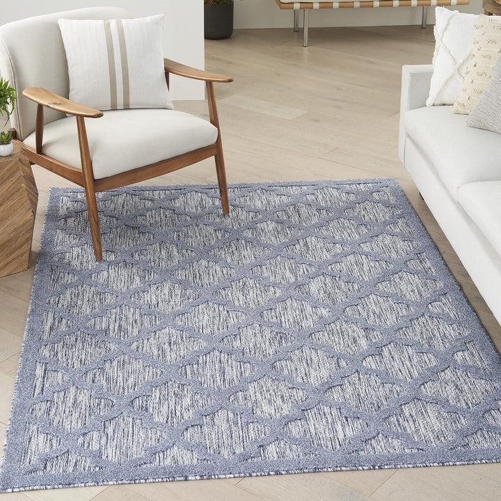 Nourison Easy Care Moroccan Denim Blue 6' x 9' Area -Rug Trellis Easy 6' x 9' - Denim/Blue