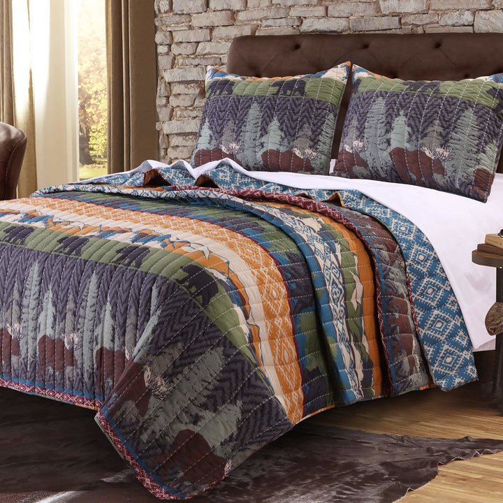 3 Piece autiful Quilt Set Rustic Cabin Wildlife